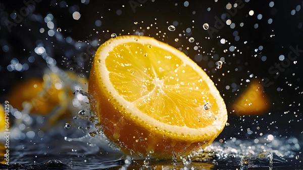 Fototapeta lemon in water splash