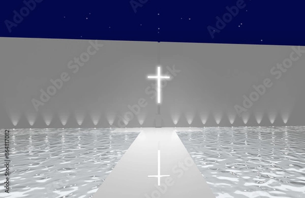 Obraz 夜の教会の3dレンダリング