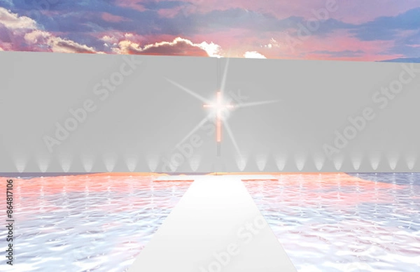 Obraz 夕景の教会の3dレンダリング