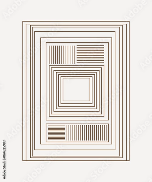 Fototapeta Hand Drawn lines art Square Frame Borders