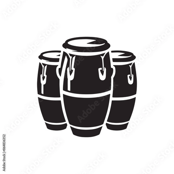 Obraz Conga Vector Silhouette - Musical Instrument Illustration - Minimalist Conga Design.