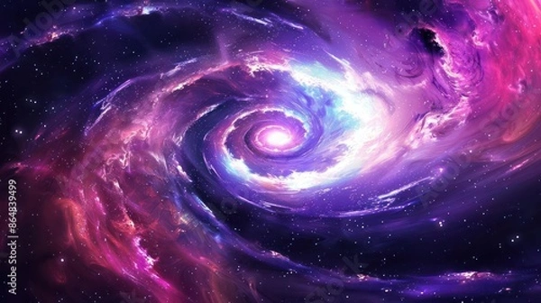 Fototapeta A colorful spiral galaxy with mysterious, dark voids.,majestic astronomical image of galaxy universe space beautiful like magic in dream