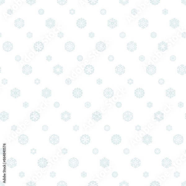 Fototapeta light blue snowflakes. white winter repetitive background. vector seamless pattern. fabric swatch. wrapping paper. continuous print. textile design element. christmas greeting card. new year holiday