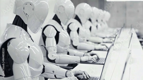 Obraz a group of robots sitting at computers