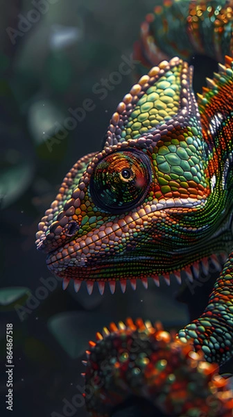 Fototapeta Close-up of a colorful chameleon