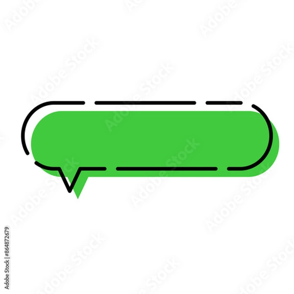 Fototapeta シンプルなふきだし 横長 破線色ずれ 黄緑