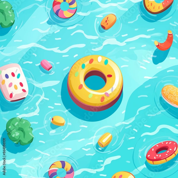 Fototapeta Seamless pattern with donuts
