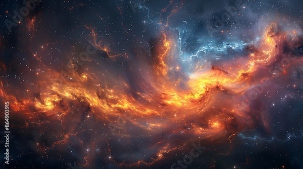 Fototapeta Cosmic dreamscape mural, abstract outer space with swirling galaxies and stars, modern art style, 16:9 aspect ratio.