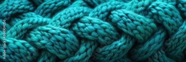 Fototapeta Close-Up of Teal Knitted Fabric