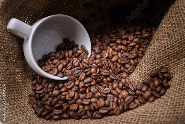 Obraz Coffee cup with coffee bag