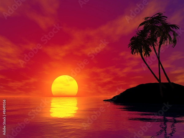 Obraz PALM TREES AT SUNSET