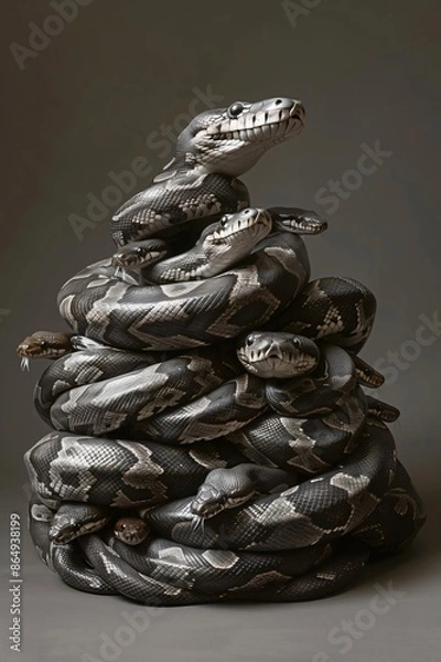 Fototapeta Ball pythons forming a big pile looking up