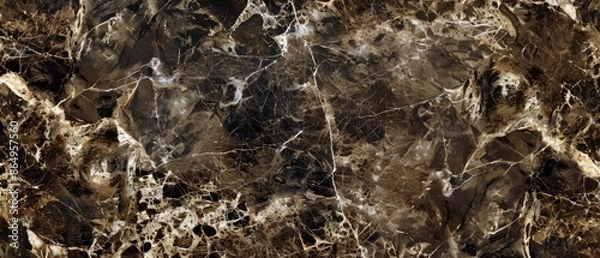 Fototapeta Panoramic close-up, high detail scan of Emperador marble material, Generative AI
