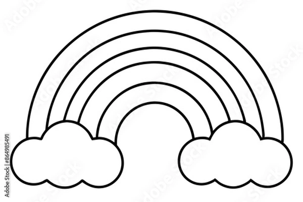 Fototapeta rainbow coloring page line art vector illustration