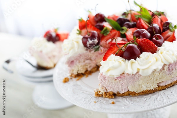Obraz Cherry and strawberry tart