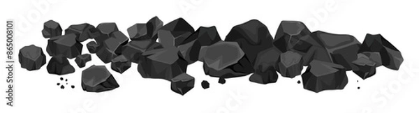 Fototapeta Set of border pile of energy overgrown coal.