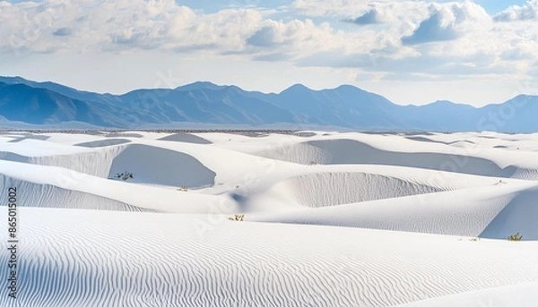 Obraz Capture the surreal beauty of the White Sands National Park in New Mexico, USA, with pristine gypsum dunes stretching across the horizon.