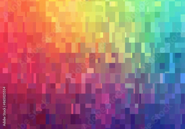 Fototapeta A pixelated mosaic texture with a vertical gradient of rainbow colors background