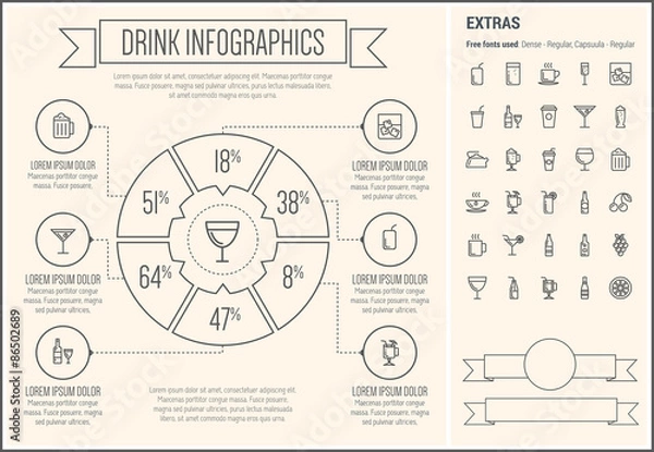 Fototapeta Drink Line Design Infographic Template