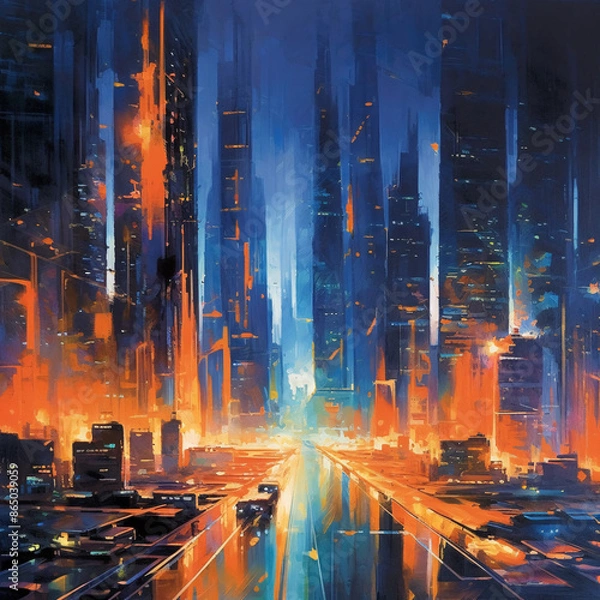 Obraz City Skyline at Sunset