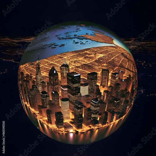 Obraz Cityscape Sphere Illustration