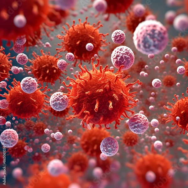 Fototapeta Infection in Progress: A Closer Look at Viral Activity