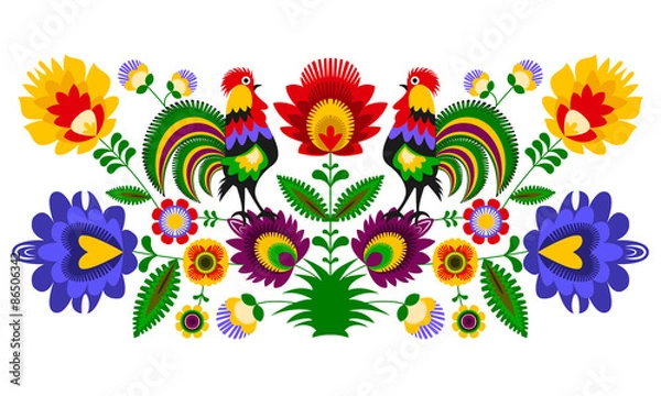 Obraz Polski folklor - łowicka wycinanka