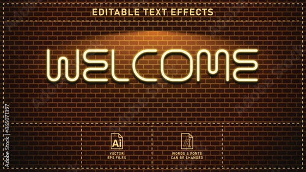 Fototapeta Neon style editable text effects. Vector eps files.