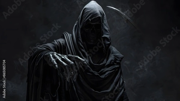 Fototapeta horror halloween background,grim reaper reaching out with a hand,generative ai
