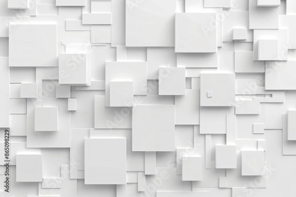 Fototapeta Abstract white background with squares of different sizes and shapes. Background for design, cover or presentation.