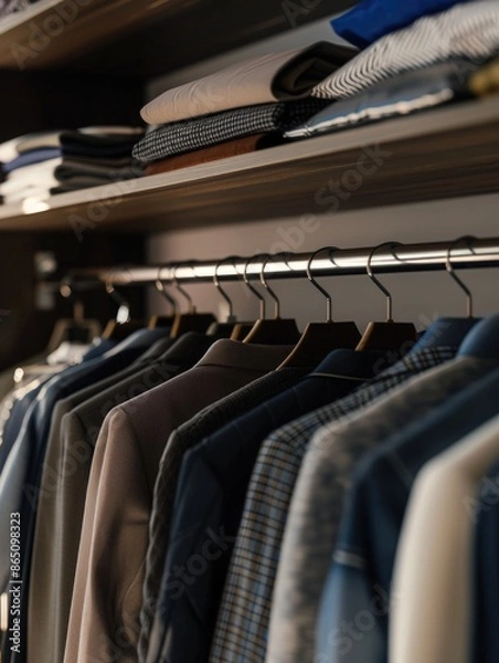 Obraz Clothing accessories, shirts, rack, organized, tidy