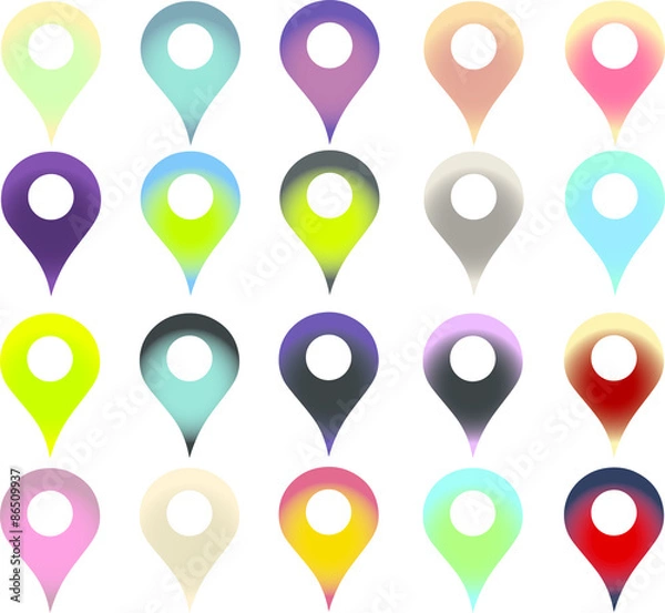 Fototapeta Set of vector map markers with various colors