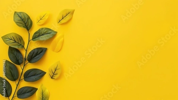 Obraz A border of lush yellow foliage frames the image, creating a vibrant and organic border. The minimalist style and ample copy space make this photo perfect for a variety of projects.