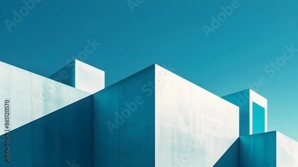 Fototapeta Striking Abstract Architectural Angles and Geometric Intersecting Planes in Modern Minimalist Urban Design