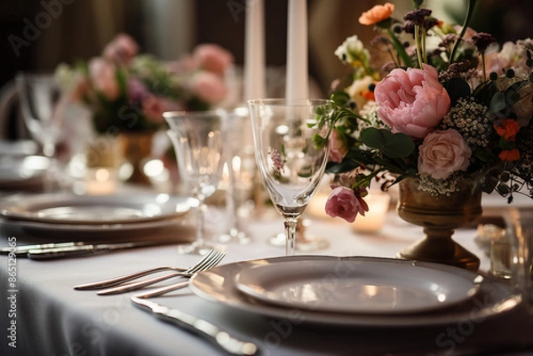 Fototapeta Lovely wedding decorations happiest couple day holiday illustration made with Generative AI tools