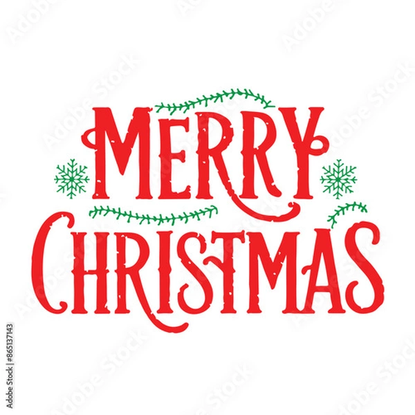 Fototapeta Merry christmas typography with white background