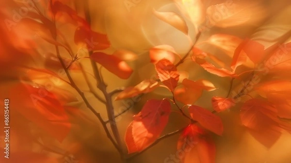 Obraz Blurred backdrop of orange fall leaves