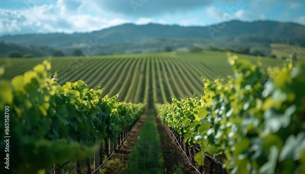 Obraz Rows of green vineyards in Chianti, Tuscany, Italy