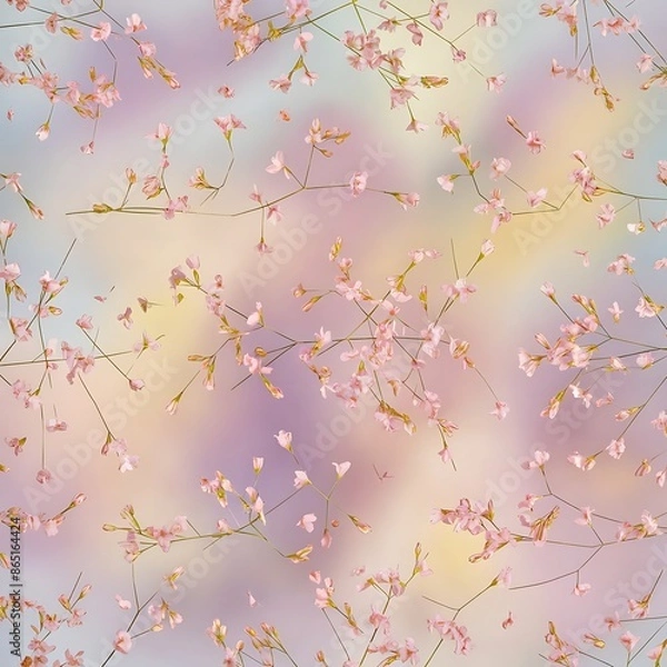 Obraz Top view image of delicate pink flowers over pastel background