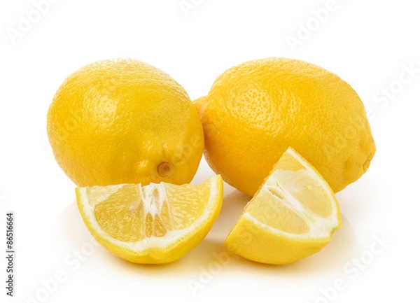 Fototapeta Fresh lemon isolated on a white background