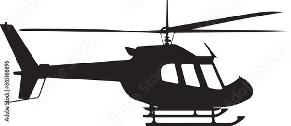 Fototapeta Simple Black Helicopter Silhouette: Isolated Copter Icon Vector Illustration on White Background






