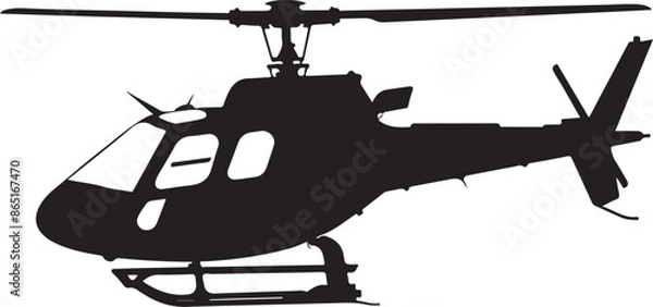 Fototapeta Simple Black Helicopter Silhouette: Isolated Copter Icon Vector Illustration on White Background






