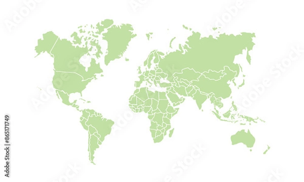 Fototapeta World map isolated modern colorful style. for website layouts, background, education, precise, customizable, Travel worldwide, map silhouette backdrop, earth geography, political, reports. 