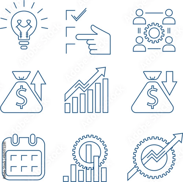 Fototapeta Project Management  Flat Icons Set