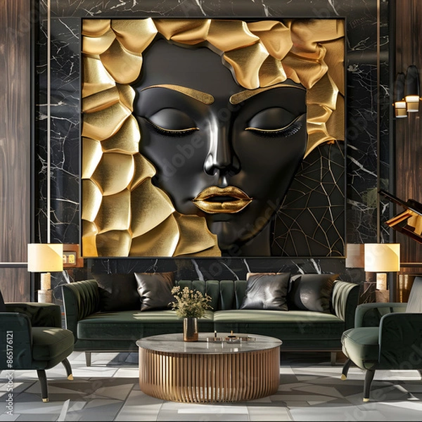Fototapeta 3d rendering abstract wall art of femaleAI generated