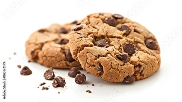 Obraz Chocolate chip cookie isolated on a white background