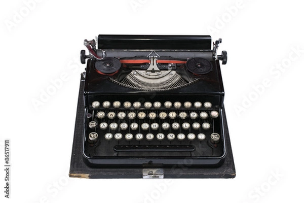 Fototapeta Old Typewriter machine isolated on a white background