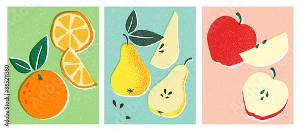 Obraz Oranges, Apples and Pears Vector illustration posters
