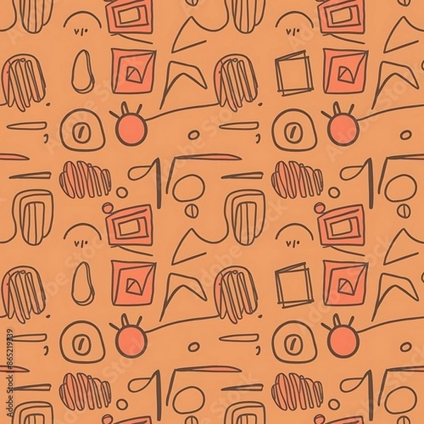 Fototapeta Fun colorful line doodle seamless pattern. Creative minimalist style art background Wallpaper