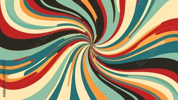 Fototapeta Colorful retro swirl vector background for design projects, print on demand, or creative retro themes.